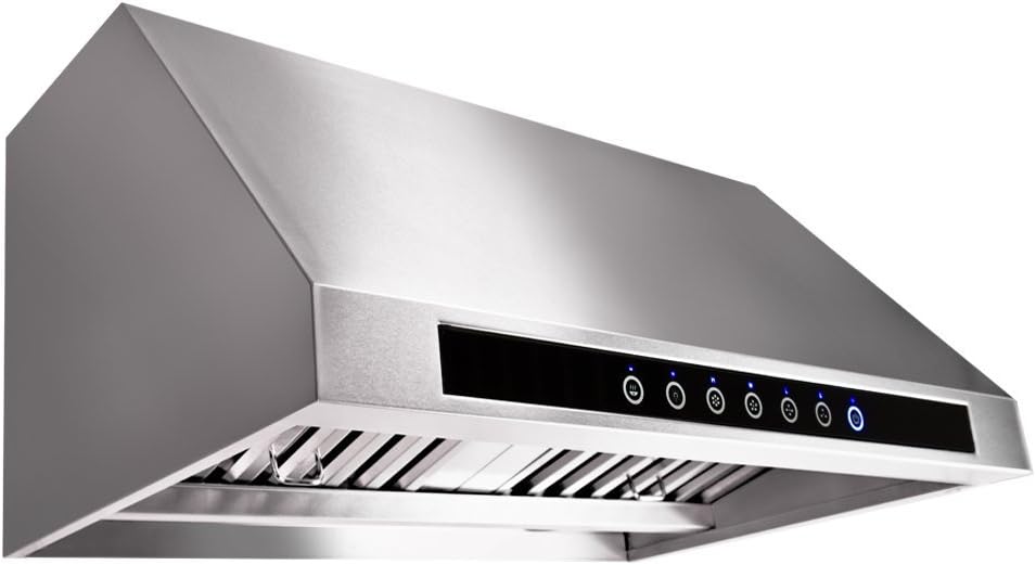 4 Speed Wall/Under Cabinet Range Hood, 1000 Max CFM, Stainless Baffle Filters, 30 36 42 48 Inch M984