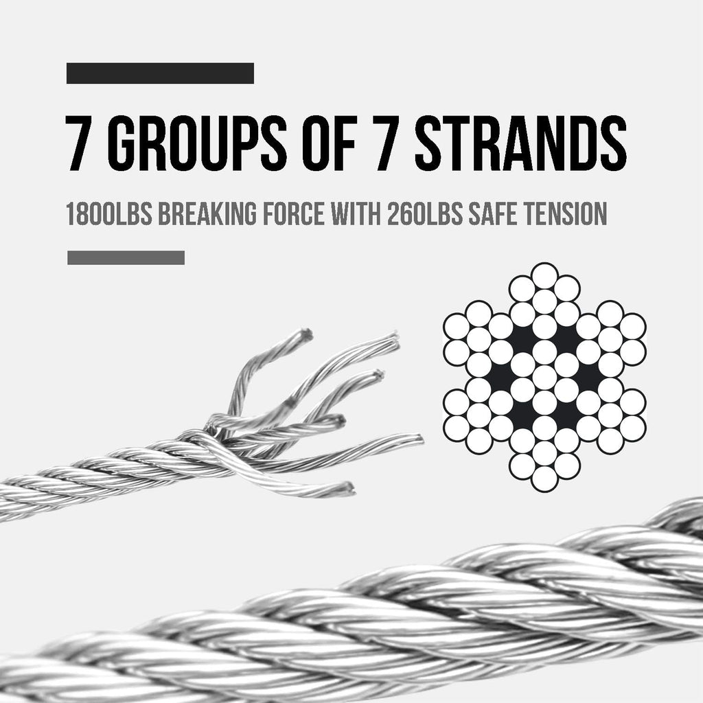 1000FT 1/8 Stainless Steel Wire Rope Cable G44914