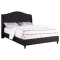 Black Fabric Upholstered Tufted King Platform Bed M83864