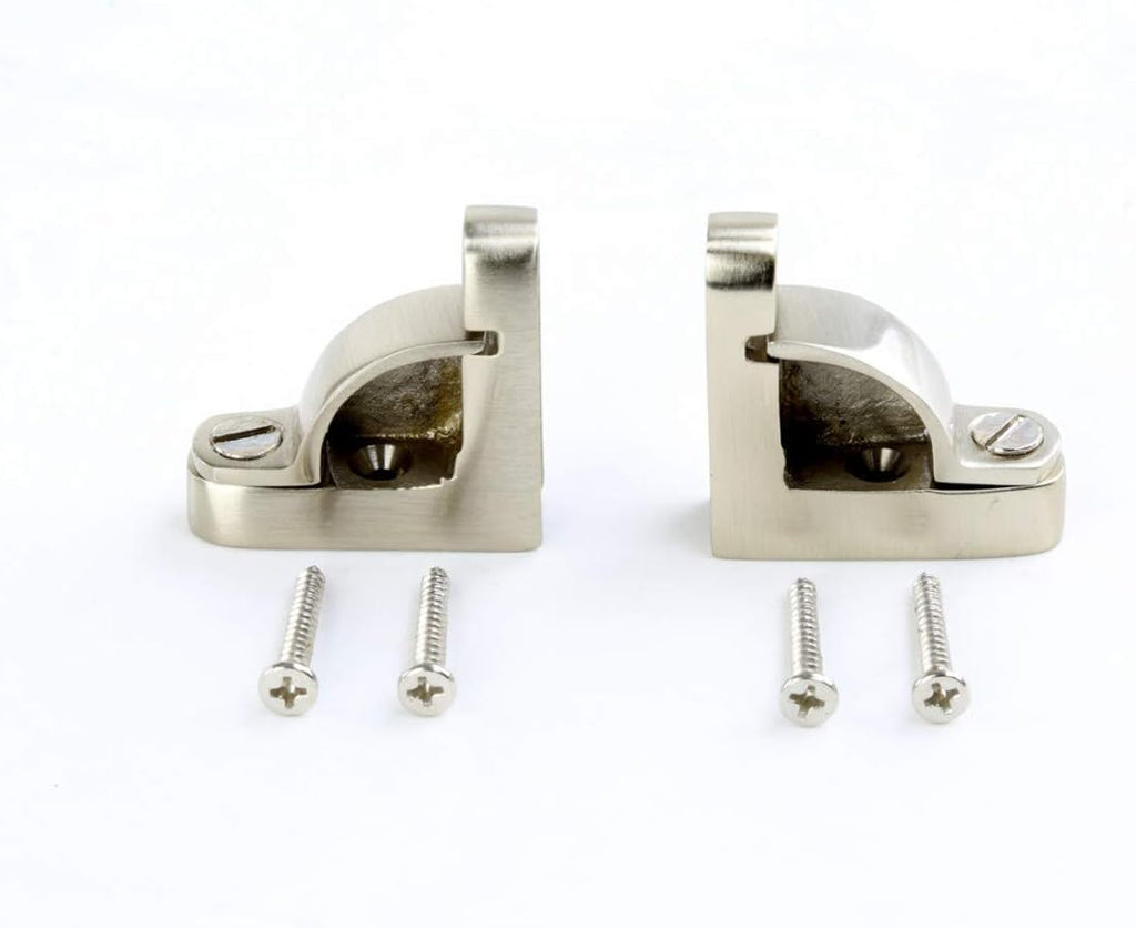 Brushed Satin Nickel Carpet Runner Rod Set 39 5/8 Inches L 1/2 Inch Dia Brass Tubes with Holder Bracket Hardware Q547242