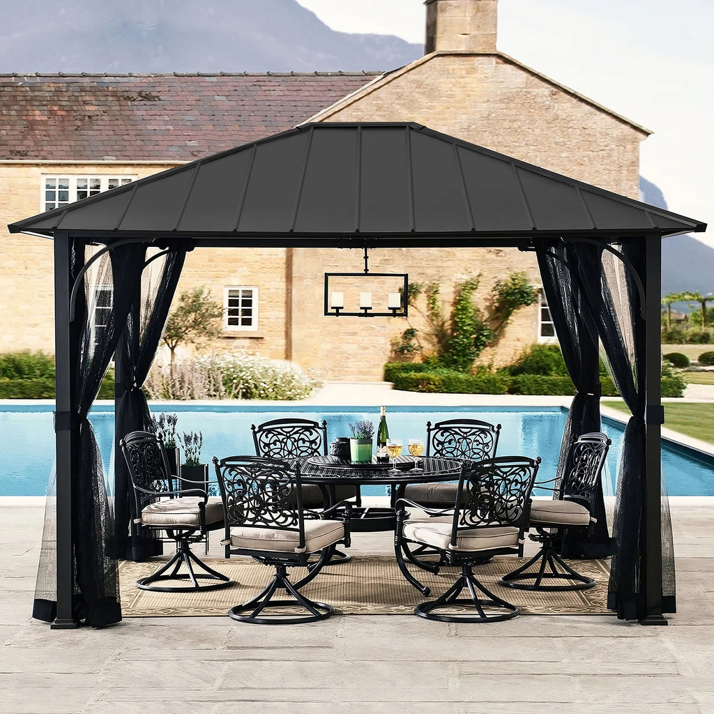 11 x 13 Foot Screened Gazebo Canopy Pergola Tent D3315