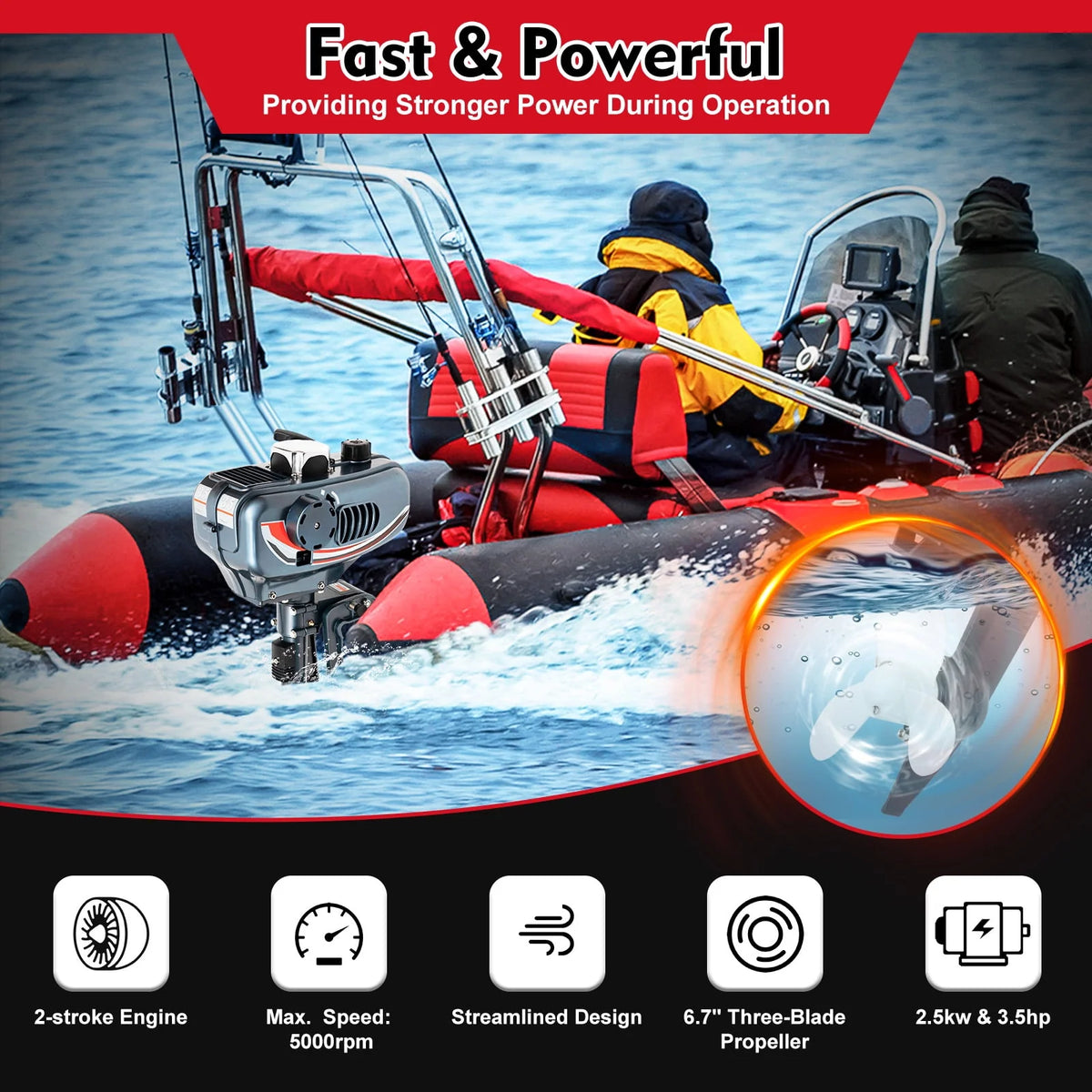 3.5HP 2 Stroke Outboard Motor V98453