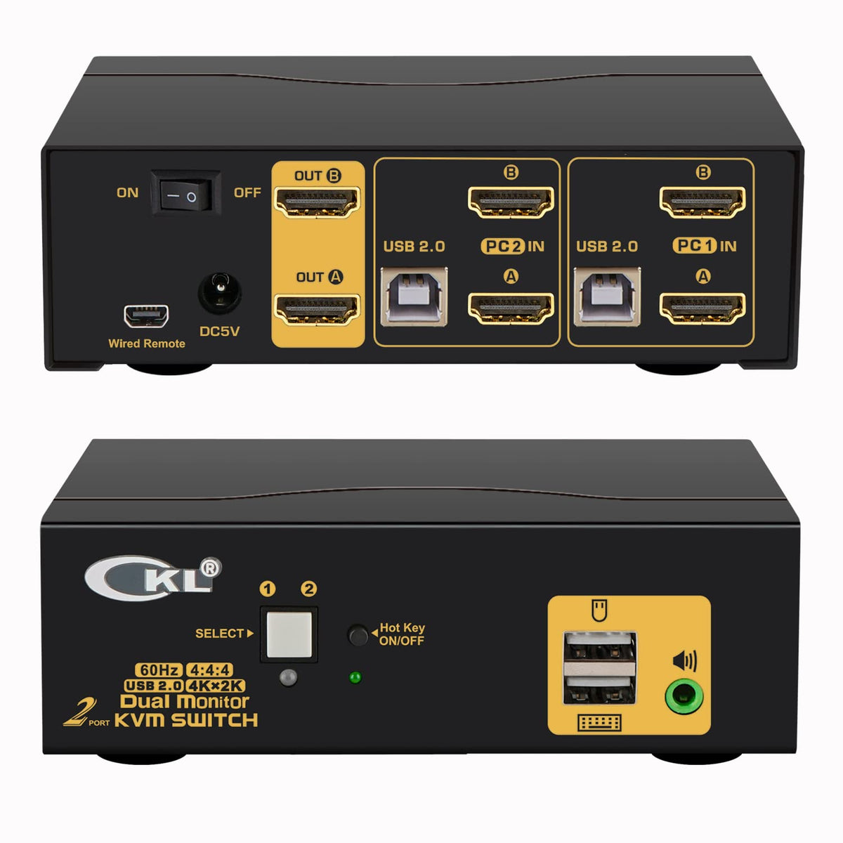 2 Port KVM Switch Dual Monitor HDMI 4K 60Hz with Cables Z5667