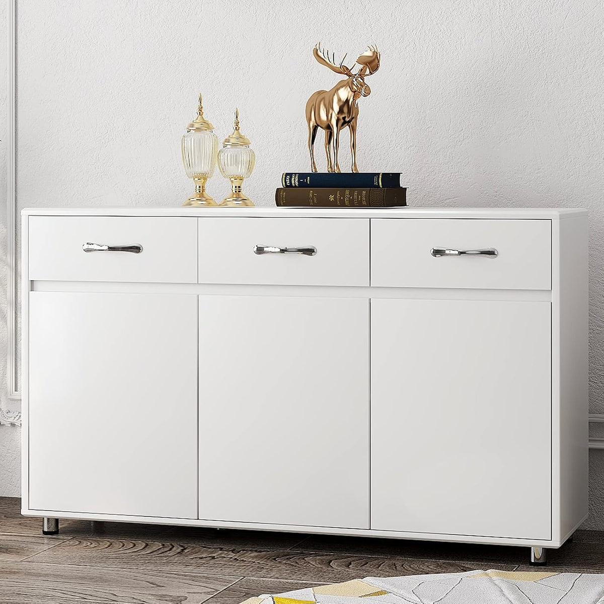 White 3 Doors 3 Drawers Sideboard Cabinet D97472