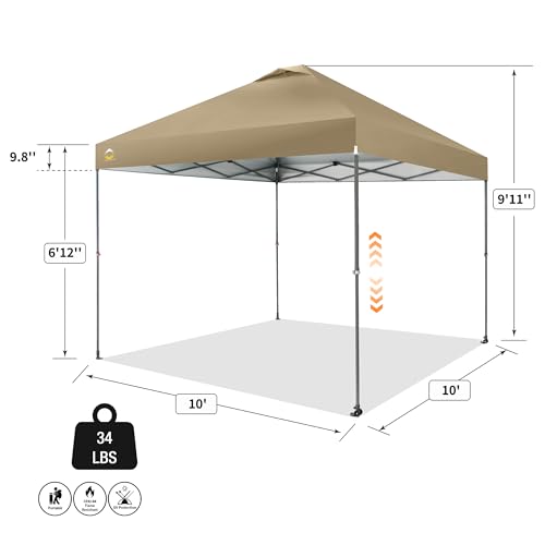 10x10 Pop Up Canopy Tent with Bag 8 Stakes 4 Sand Bags Grid Grey C452573