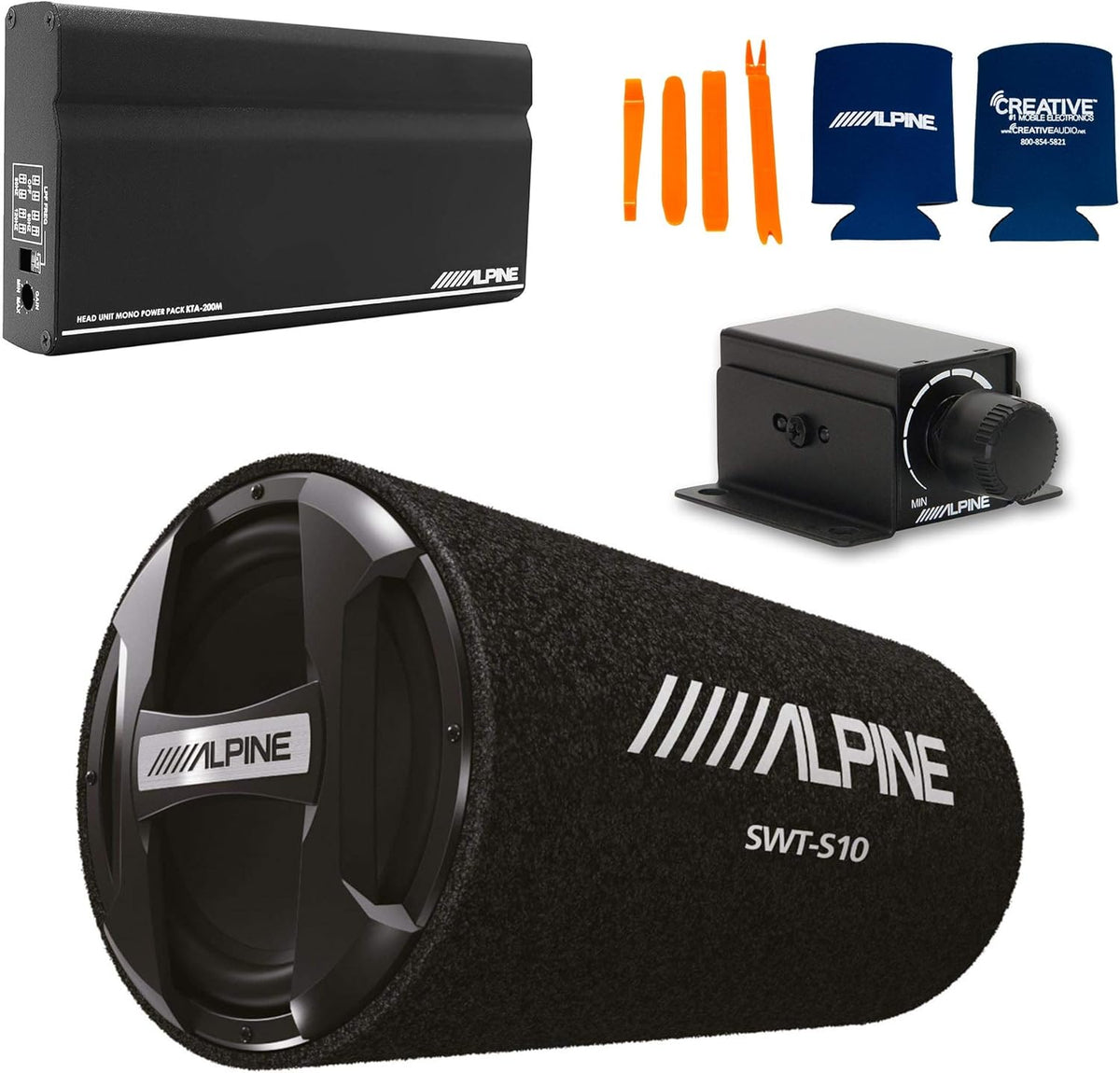 Mono Power Pack Amp with 10" Loaded Tube Subwoofer and Bass Knob S563