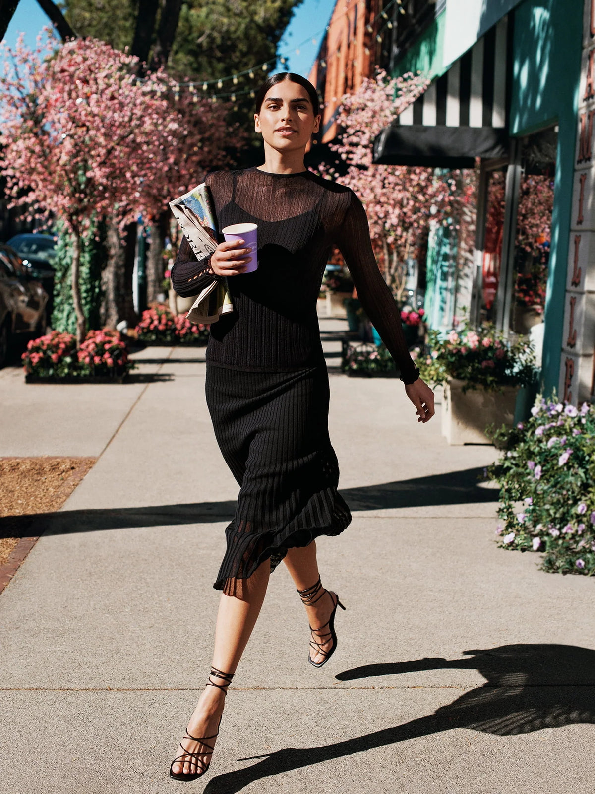 Women's Sheer Maxi Sweater Dress with Lining F129