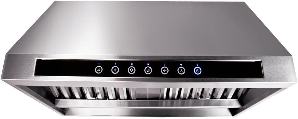 4 Speed Wall/Under Cabinet Range Hood, 1000 Max CFM, Stainless Baffle Filters, 30 36 42 48 Inch M984