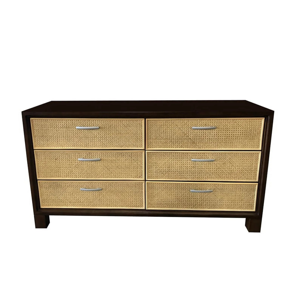 Mahogany Wood 6 Drawer Cane Dresser Q3227