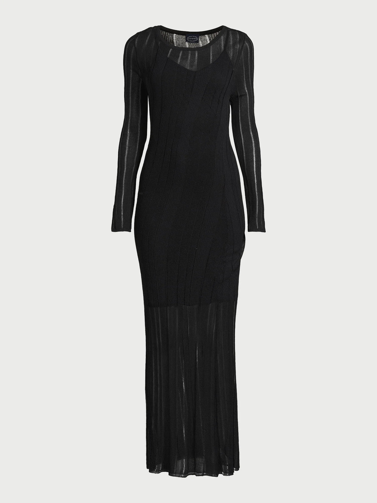 Women's Sheer Maxi Sweater Dress with Lining F129