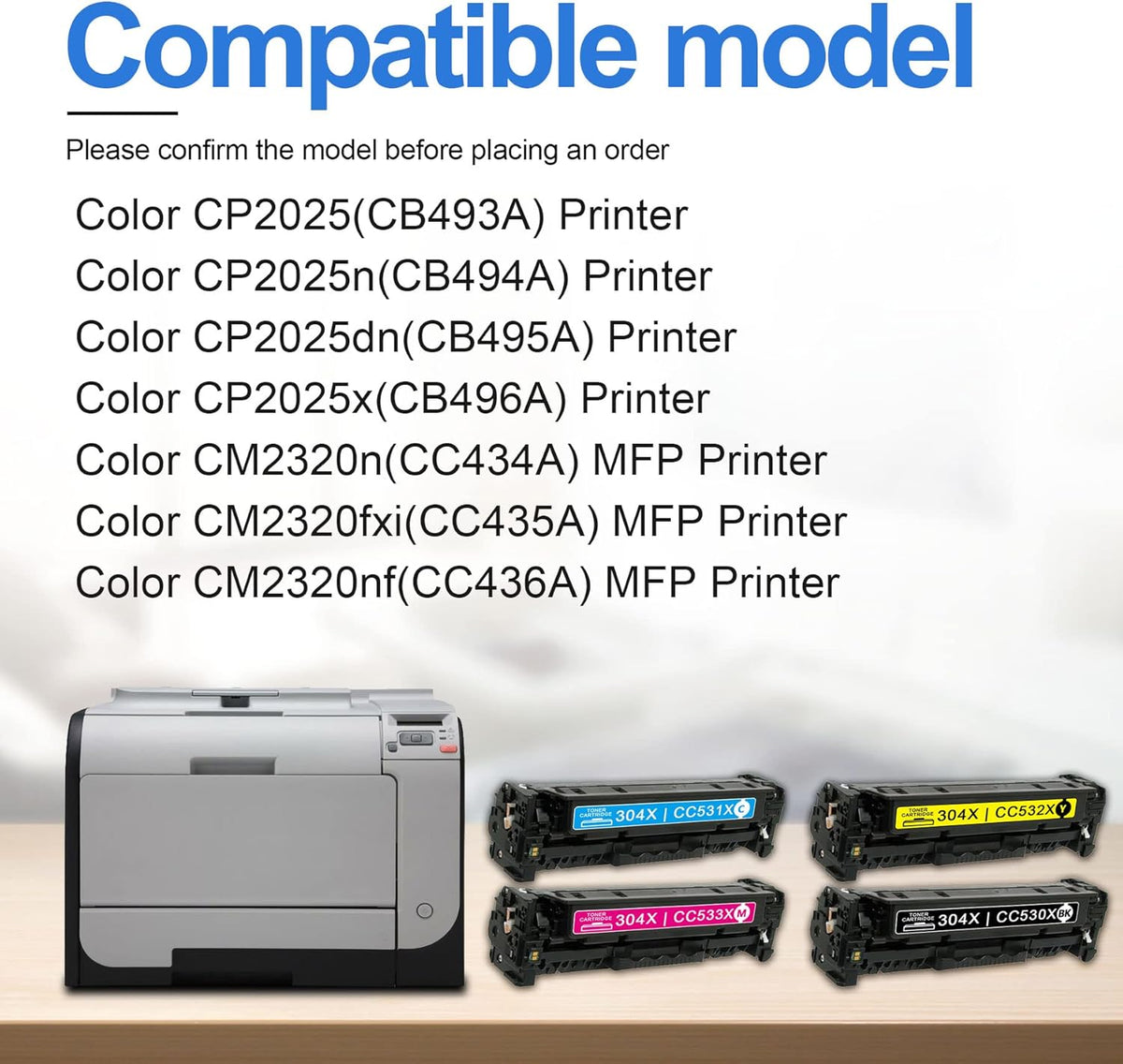6 Pack High Yield Toner Cartridge Replacement for HP Color CP2025 CP2025dn CP2025x CM2320fxi CM2320nf CP2025n CM2320n MFP Printer G73579