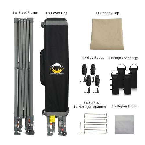 10x10 Pop Up Canopy Tent with Bag 8 Stakes 4 Sand Bags Grid Grey C452573