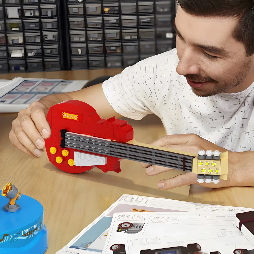 Guitar Model Building Set with Music Box Construction Creative Toys (308 Pcs) D580