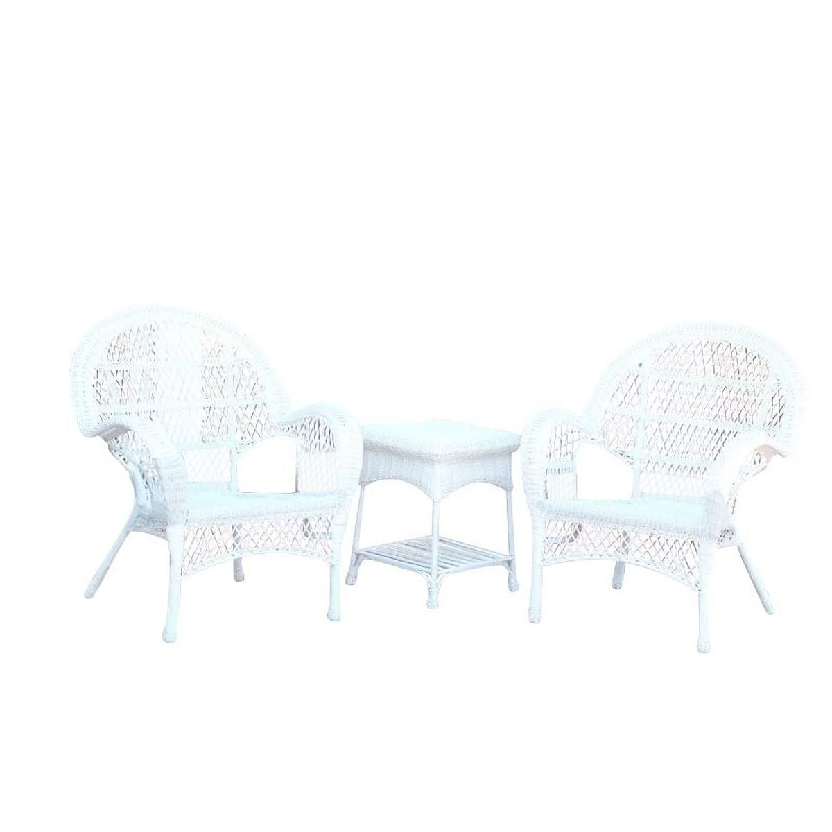 3 Piece Wicker Outdoor Garden Set in White S6971