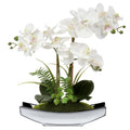 15" White Artificial Orchid in Silver Vase D704253