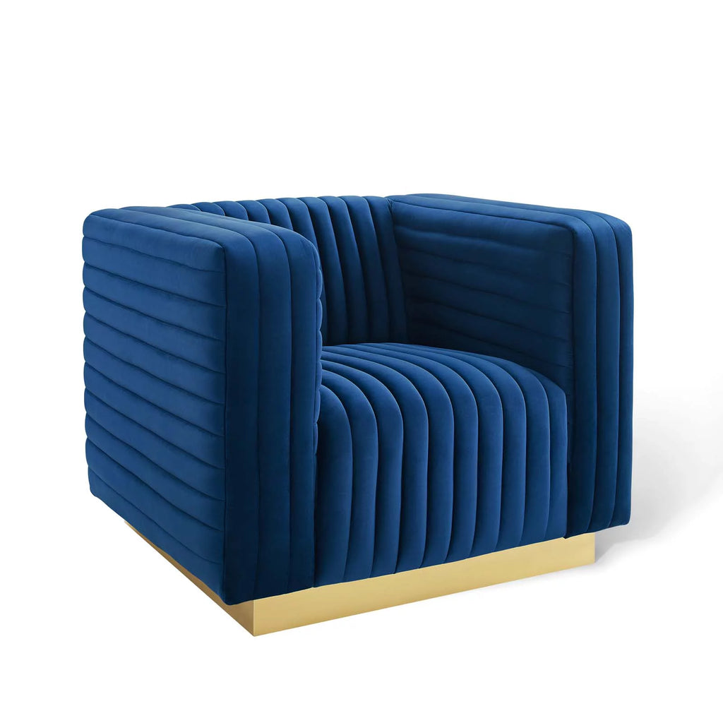Navy Velvet Accent Armchair M167
