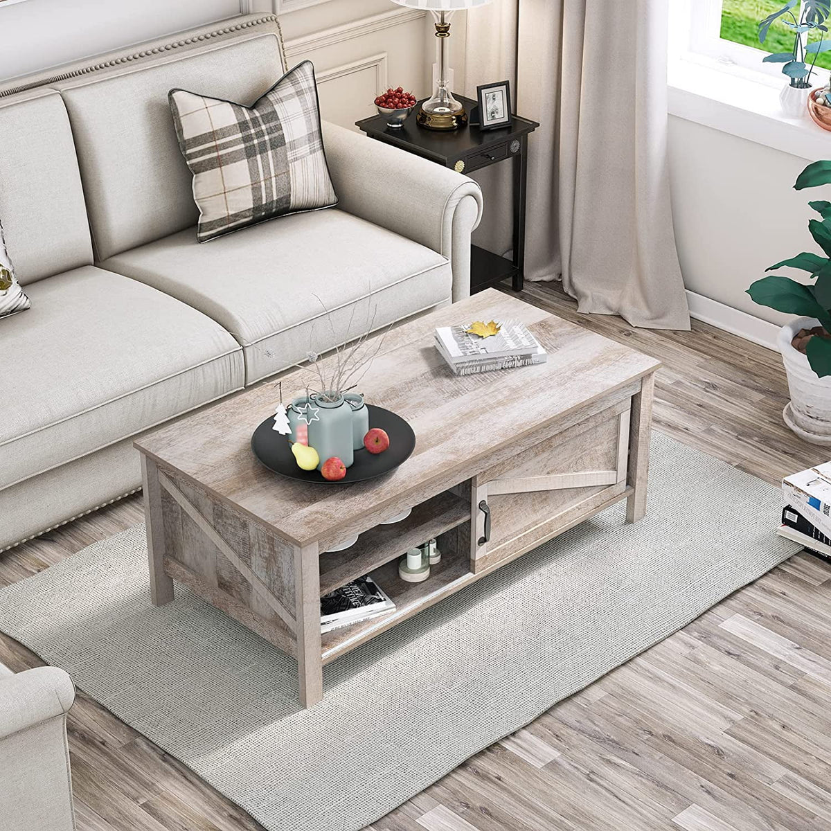 Gray Wood Coffee Table with Storage A3925