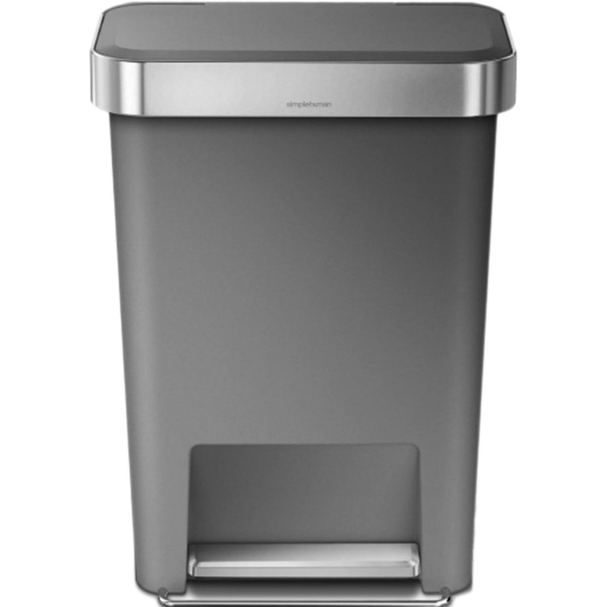 Gray 11.9 Gal Rectangular Plastic Steel Trash Can with Flip Lid and Foot Pedal Z227