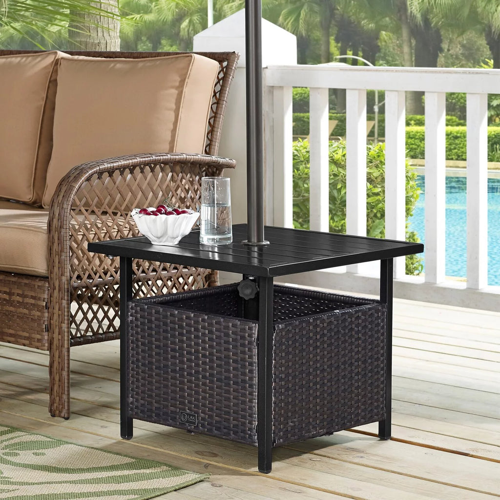 PE Wicker Umbrella Side Table Stand H348435
