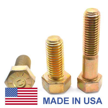 Fine Thread Grade 9 Hex Cap Screw Bolt L9 Alloy Steel Yellow Zinc Plated Pk 25 X94489