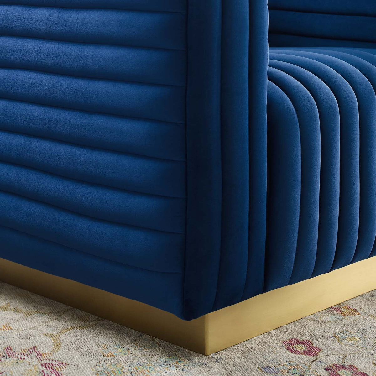 Navy Velvet Accent Armchair M167