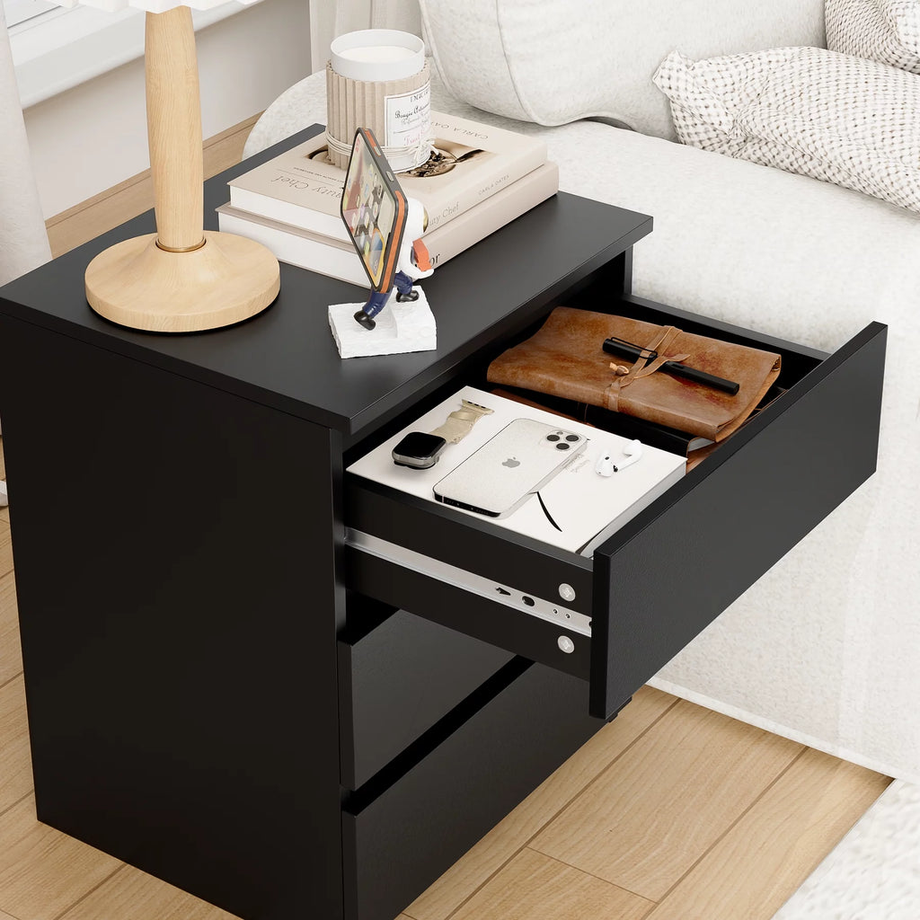 Black 3 Drawer Nightstand Set of 2 Z54290