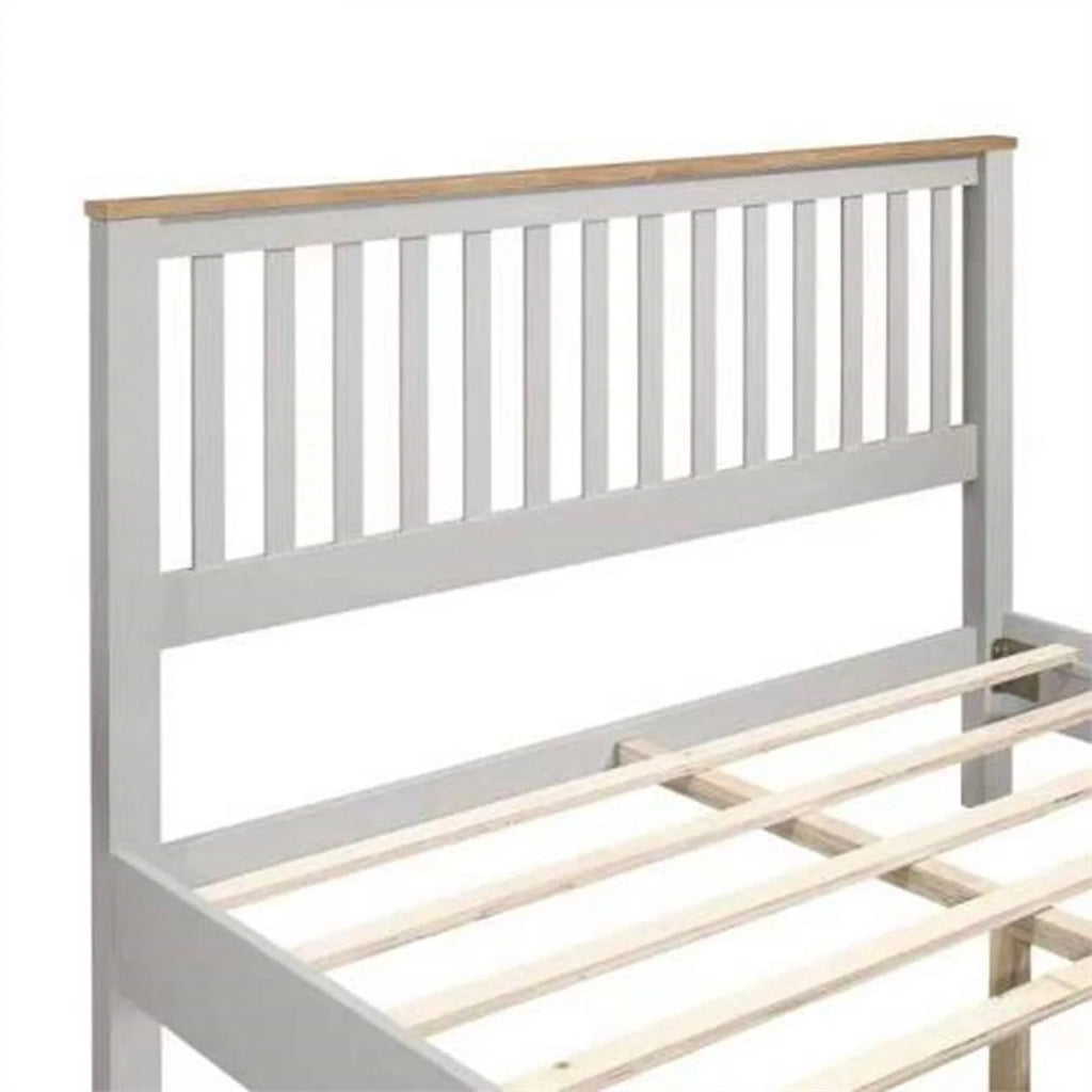 Gray Solid Platform Queen Bed with Oak Top R585406