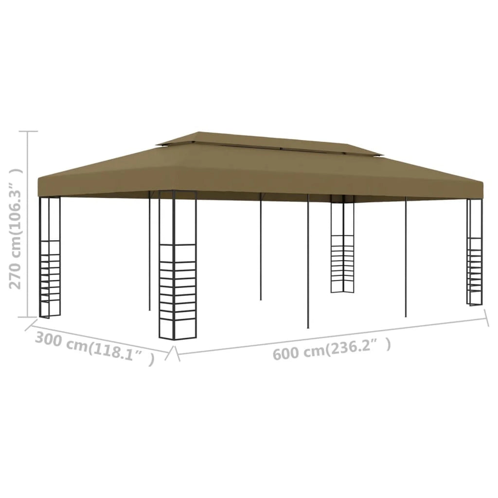 Party Tent Outdoor Gazebo Canopy Sun Shade Shelter Steel Frame Taupe 236.2 x 118.1 x 106.3 Inches K465