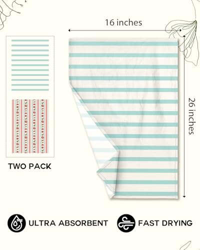 2 Pack 16x26 Inch Cotton Kitchen Towels with Hanging Loop L32699