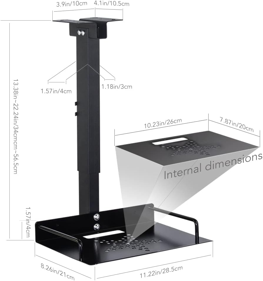 Universal Ceiling Mount with Tray, 11.4-22 inches Adjustable, Aluminum Alloy Y6421