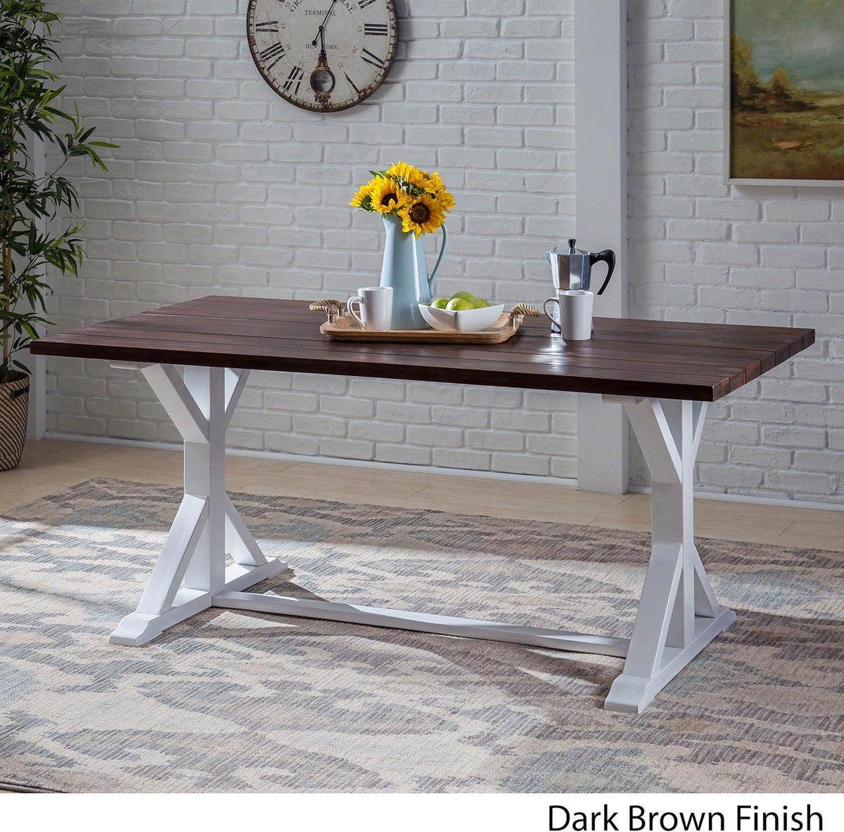 Dark Brown Acacia Wood Dining Table M4959