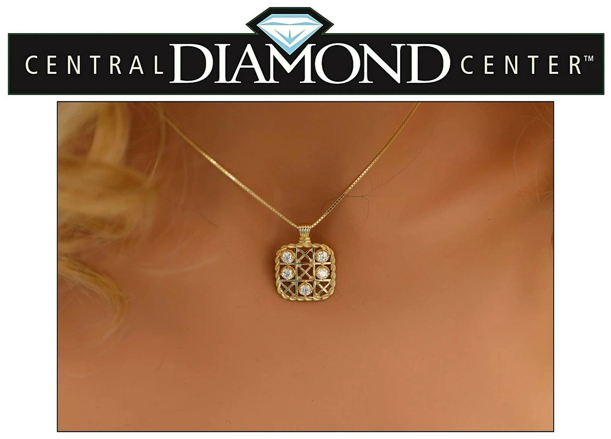 Yellow Gold Plated Sterling Silver Tic Tac Toe Necklace O679383