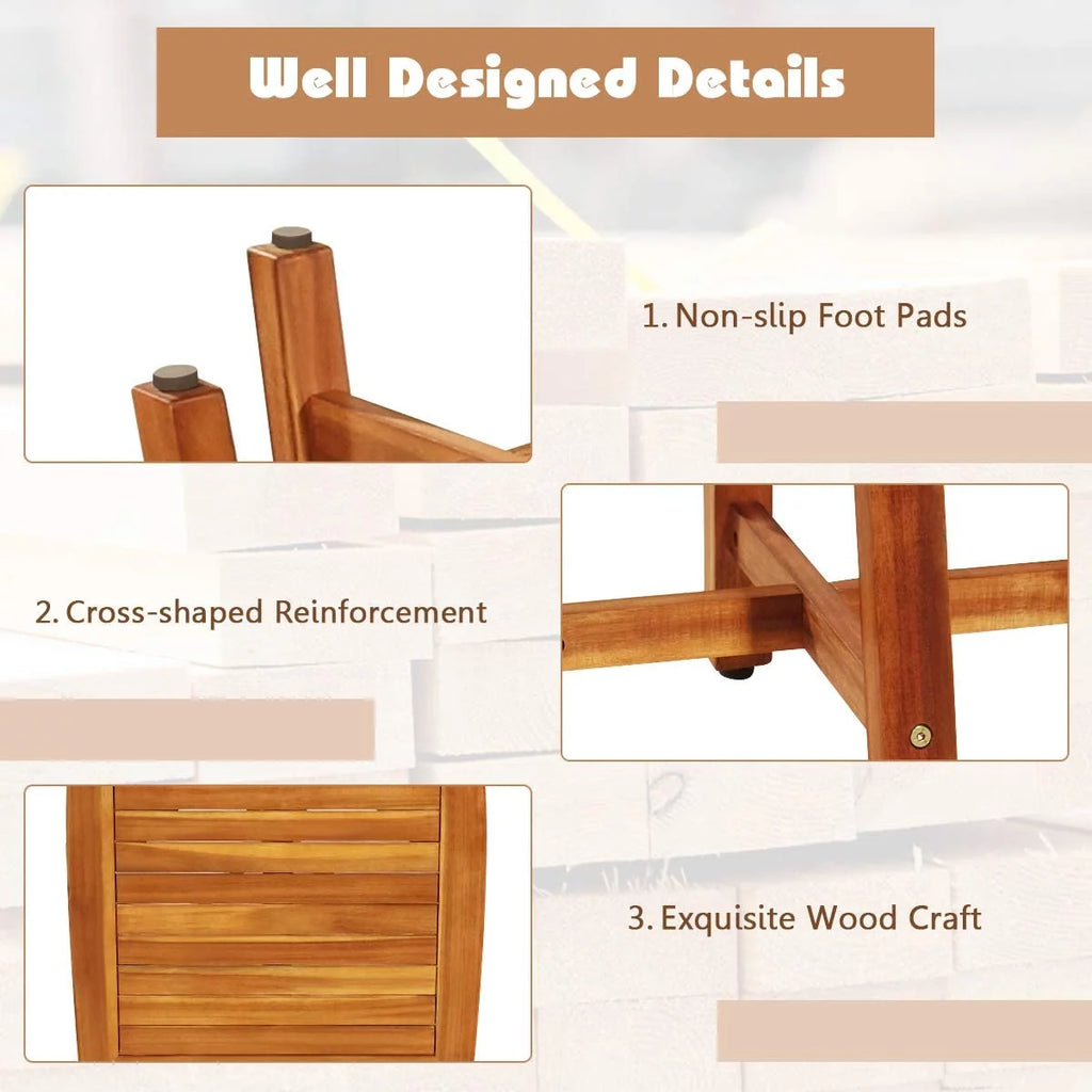 5 Piece Acacia Wood Patio Dining Furniture Set with 4 Stools Z28881