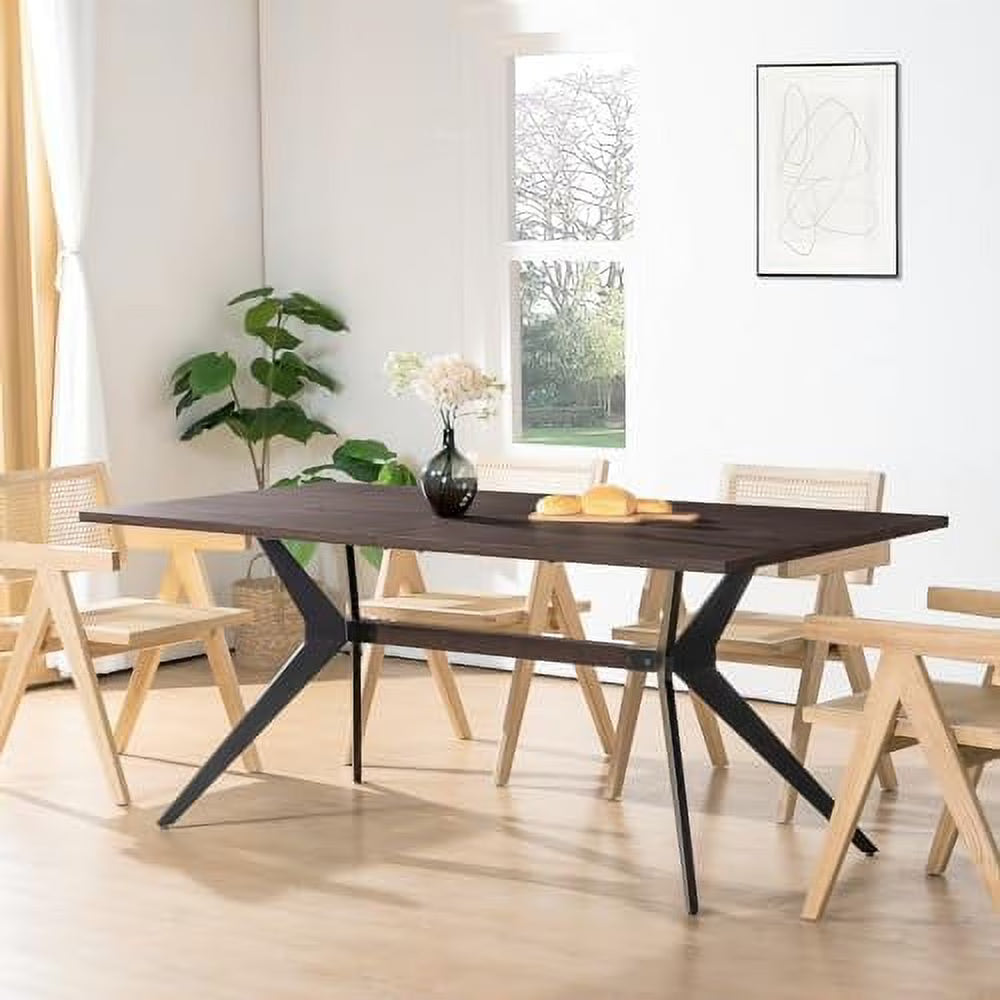 Mid Century Modern Rectangular Wood Finish Dining Table D4232
