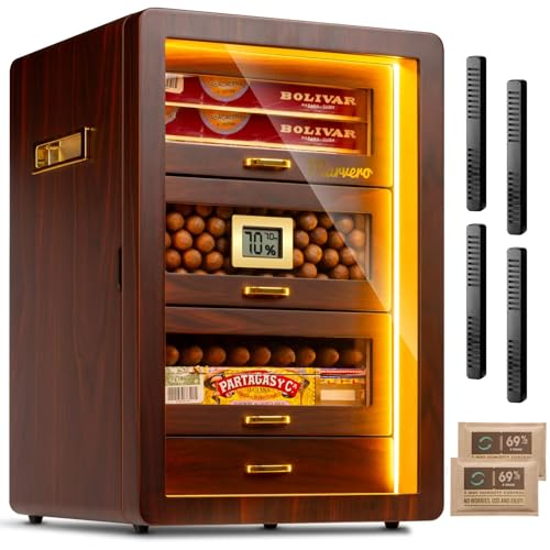 Cigar Humidor Cabinet with Digital Hygrometer and 4 Cedar Wood Drawers K781