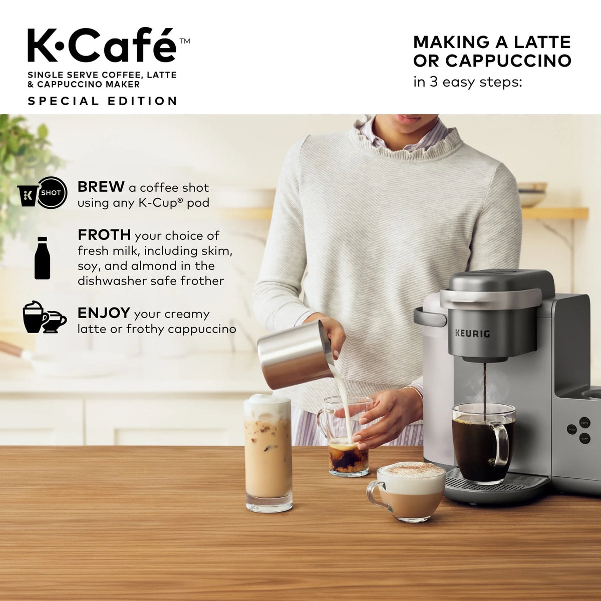 Single Serve Coffee, Latte and Cappuccino Maker Y46383