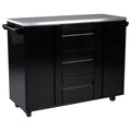 Black Kitchen Cart with Stainless Steel Top Y89809