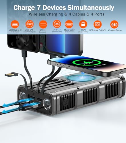 45800mAh Hand Crank Solar Power Bank Wireless Charger E137