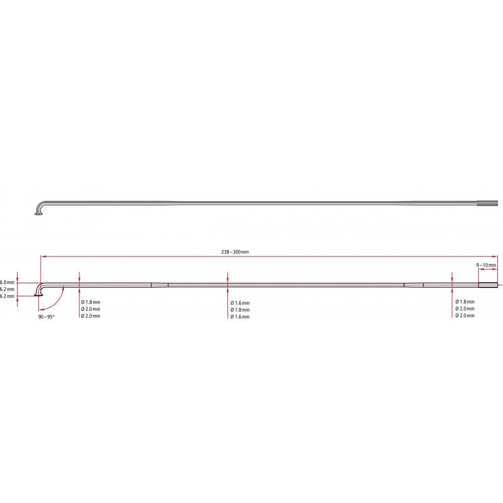 Black J-Bend Spoke 280mm Box of 100 G3368