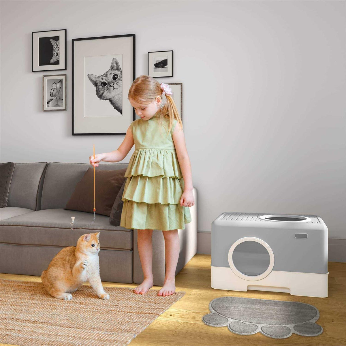 Enclosed Cat Litter Box with Lid A629238