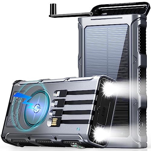 45800mAh Hand Crank Solar Power Bank Wireless Charger E137