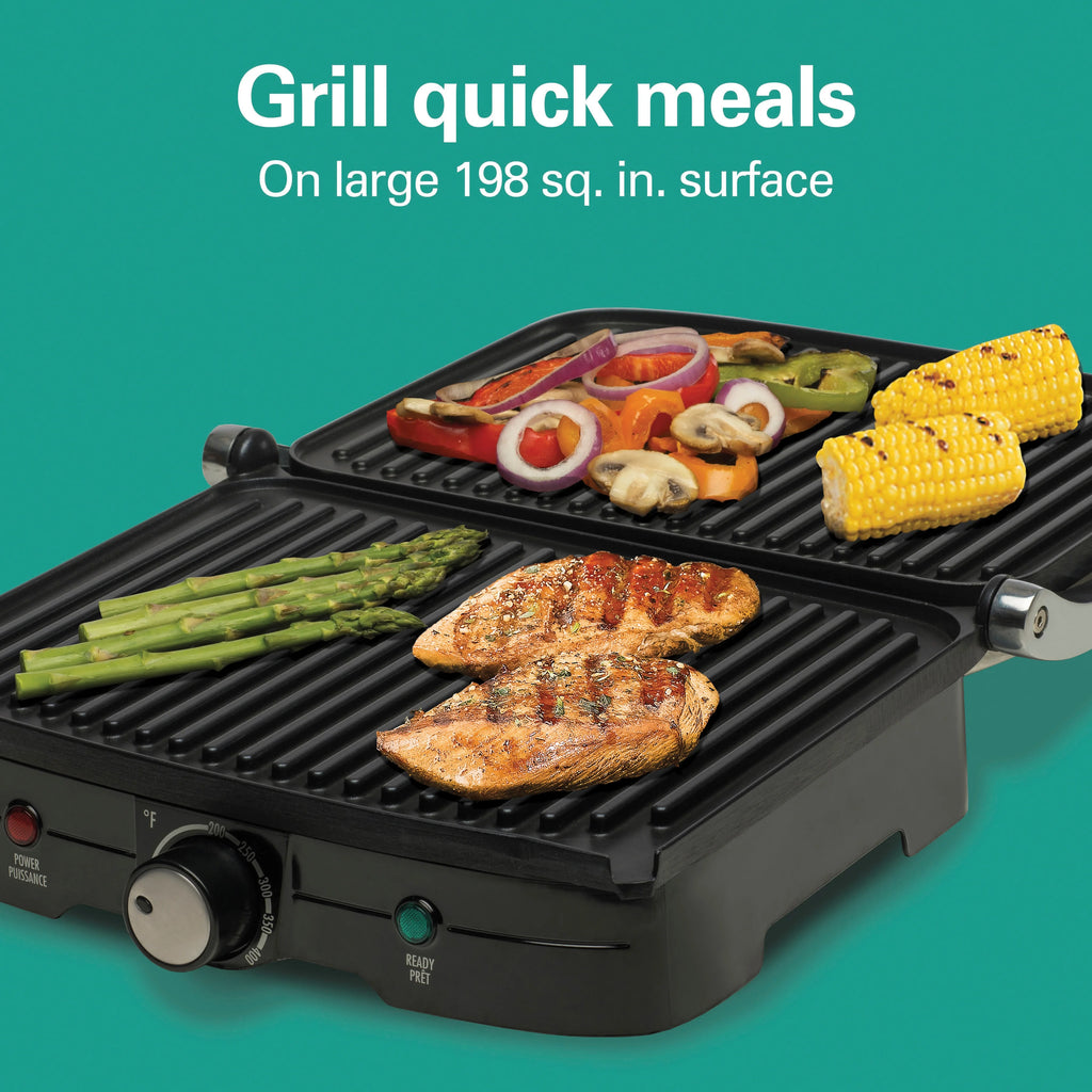 Indoor Grill with Panini Press 2 in 1 Nonstick Stainless Steel Z874926