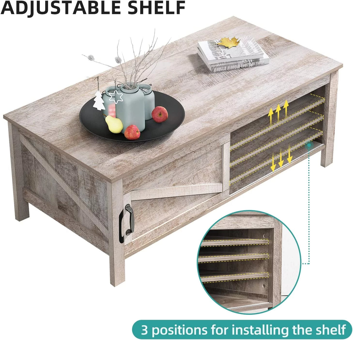 Gray Wood Coffee Table with Storage A3925