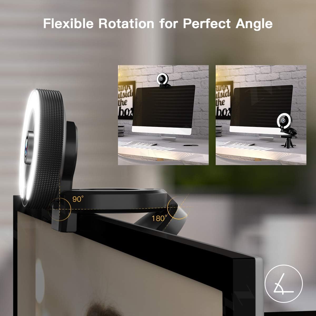 1080P Webcam with Ring Light and Microphone C398