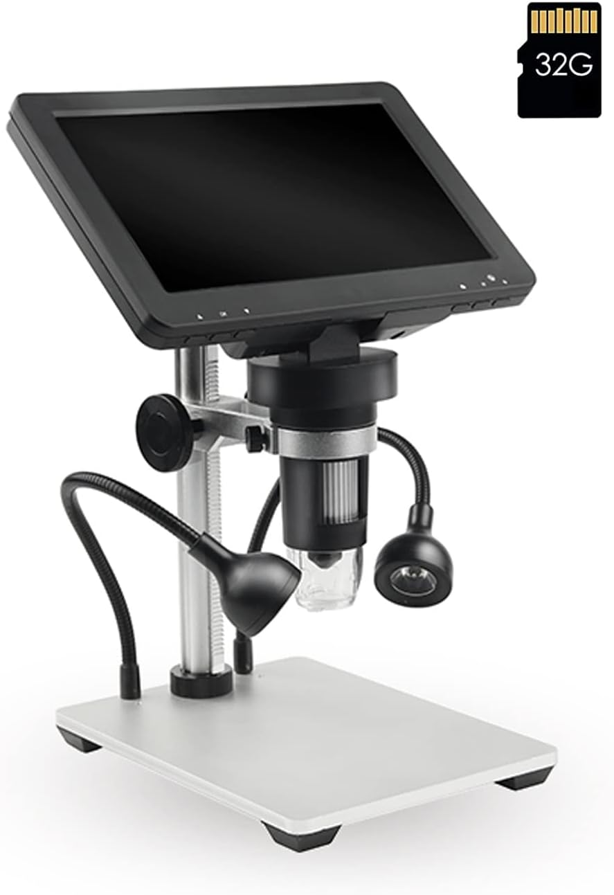 7 Digital Microscope 12MP 1080P Video with Metal Stand 2 LED Fill Lights 32G SD Card V84954