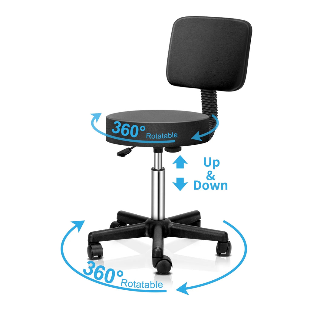 Adjustable Rolling Stool with Back J6990