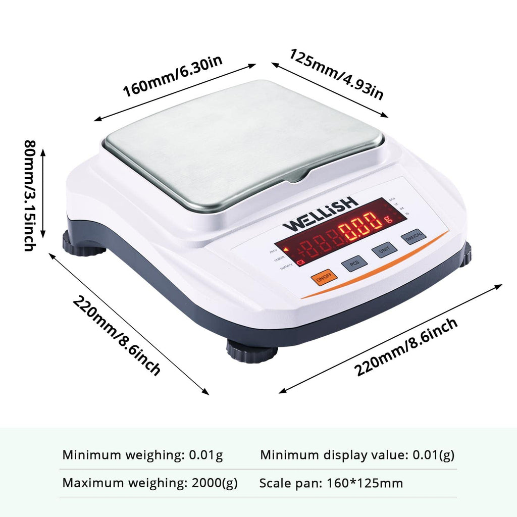 2000g/0.01g High Precision Digital Analytical Balance Scale L4993