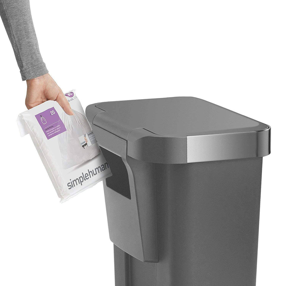 Gray 11.9 Gal Rectangular Plastic Steel Trash Can with Flip Lid and Foot Pedal Z227