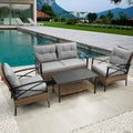 4 Piece Rattan Wicker Outdoor Corner Sofa Set With Cushion B925594