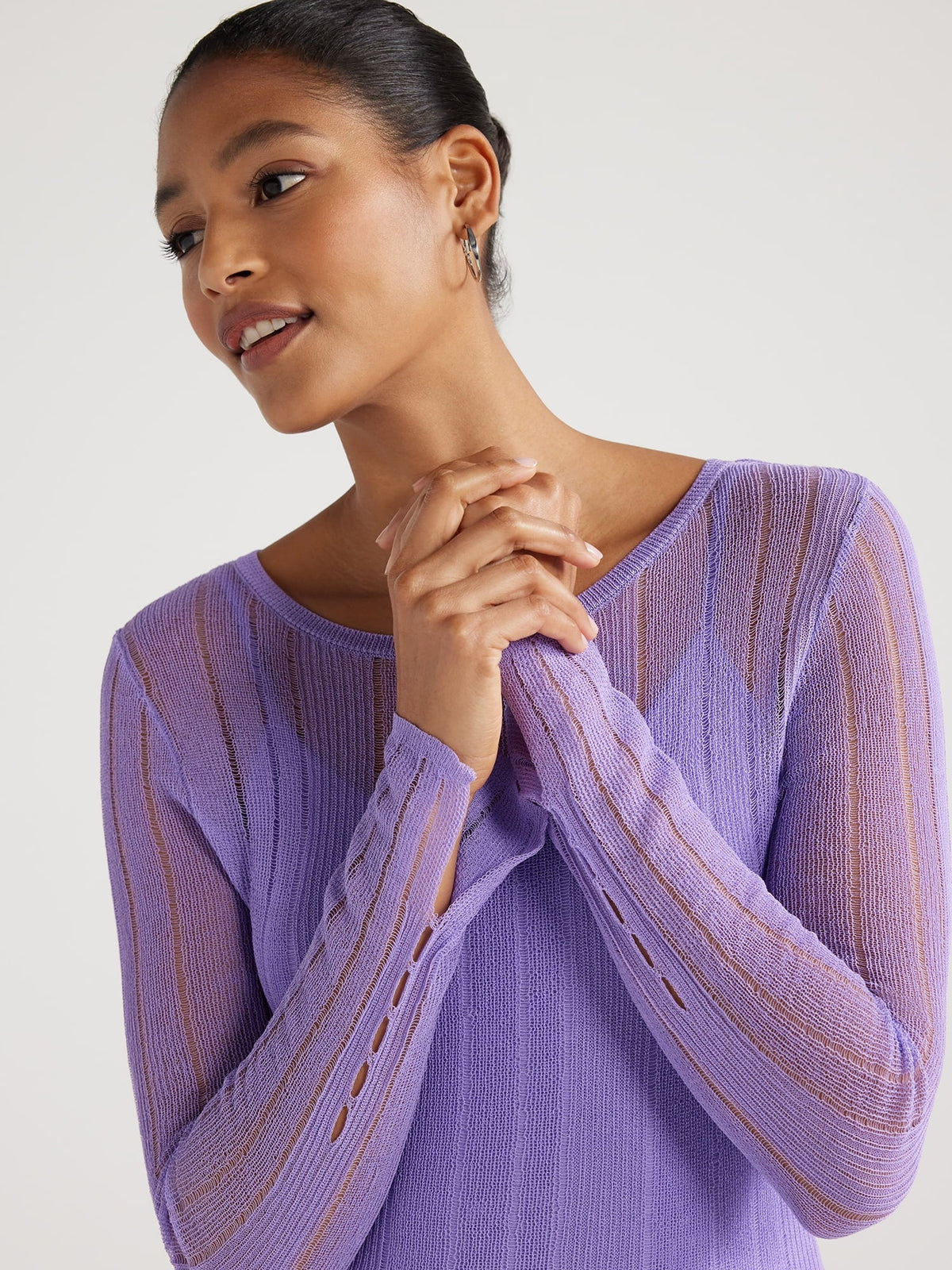 Women's Sheer Maxi Sweater Dress with Lining F129